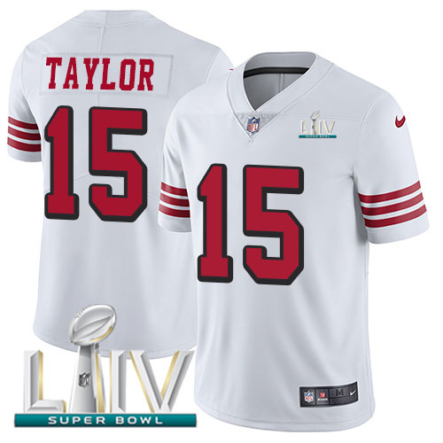 Nike 49ers #15 Trent Taylor White Super Bowl LIV 2020 Rush Youth Stitched NFL Vapor Untouchable Limited Jersey Nike 49ers #15 Trent Taylor White Super Bowl LIV 2020 Rush Youth Stitched NFL Vapor Untouchable Limited Jersey