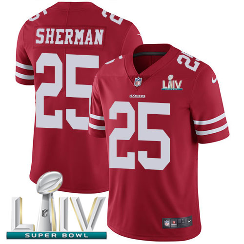 Nike 49ers #25 Richard Sherman Red Super Bowl LIV 2020 Team Color Youth Stitched NFL Vapor Untouchable Limited Jersey Nike 49ers #25 Richard Sherman Red Super Bowl LIV 2020 Team Color Youth Stitched NFL Vapor Untouchable Limited Jersey