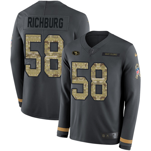 Nike 49ers #58 Weston Richburg Anthracite Salute to Service Youth Stitched NFL Limited Therma Long Sleeve Jersey Nike 49ers #58 Weston Richburg Anthracite Salute to Service Youth Stitched NFL Limited Therma Long Sleeve Jersey