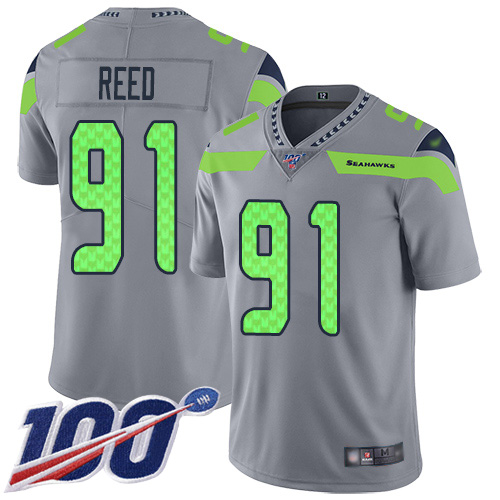 Nike Seahawks #91 Jarran Reed Gray Youth Stitched NFL Limited Inverted Legend 100th Season Jersey
