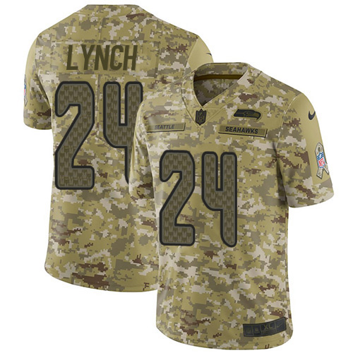 Nike Seahawks #24 Marshawn Lynch Camo Youth Stitched NFL Limited 2018 Salute to Service Jersey