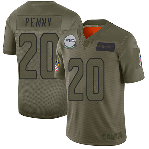 Nike Seahawks #20 Rashaad Penny Camo Youth Stitched NFL Limited 2019 Salute to Service Jersey