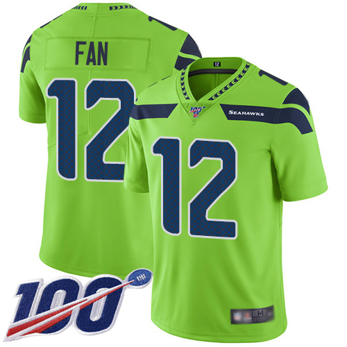 Nike Seahawks #12 Fan Green Youth Stitched NFL Limited Rush 100th Season Jersey