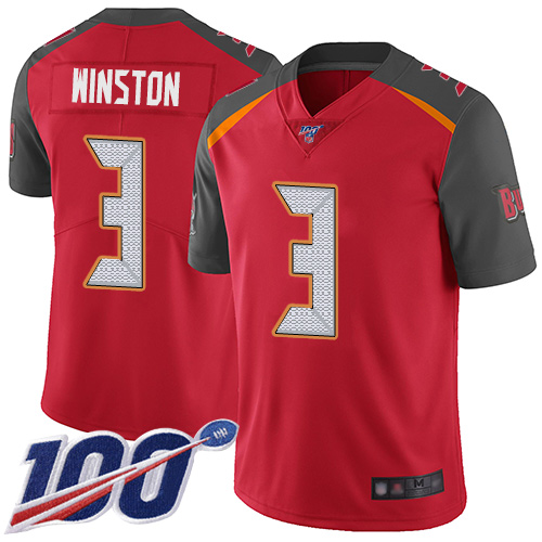 Nike Buccaneers #3 Jameis Winston Red Team Color Youth Stitched NFL 100th Season Vapor Limited Jersey Nike Buccaneers #3 Jameis Winston Red Team Color Youth Stitched NFL 100th Season Vapor Limited Jersey
