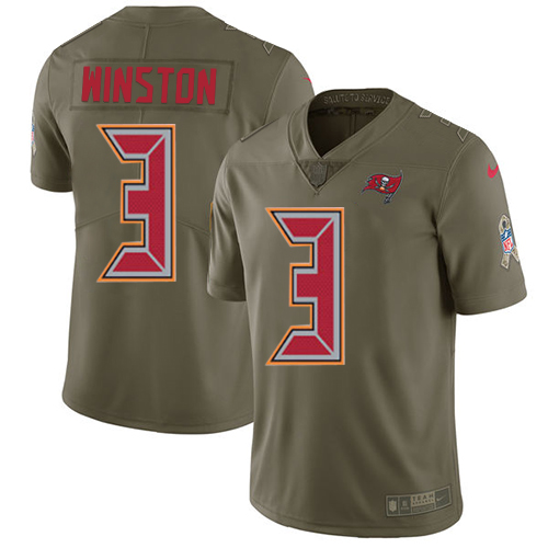 Nike Buccaneers #3 Jameis Winston Olive Youth Stitched NFL Limited 2017 Salute to Service Jersey Nike Buccaneers #3 Jameis Winston Olive Youth Stitched NFL Limited 2017 Salute to Service Jersey