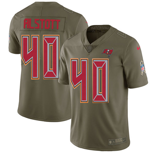 Nike Buccaneers #40 Mike Alstott Olive Youth Stitched NFL Limited 2017 Salute to Service Jersey Nike Buccaneers #40 Mike Alstott Olive Youth Stitched NFL Limited 2017 Salute to Service Jersey
