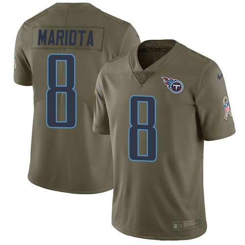 Nike Titans #8 Marcus Mariota Olive Youth Stitched NFL Limited 2017 Salute to Service Jersey