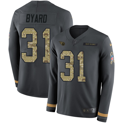 Nike Titans #31 Kevin Byard Anthracite Salute to Service Youth Stitched NFL Limited Therma Long Sleeve Jersey