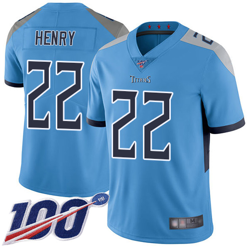 Nike Titans #22 Derrick Henry Light Blue Alternate Youth Stitched NFL 100th Season Vapor Limited Jersey Nike Titans #22 Derrick Henry Light Blue Alternate Youth Stitched NFL 100th Season Vapor Limited Jersey