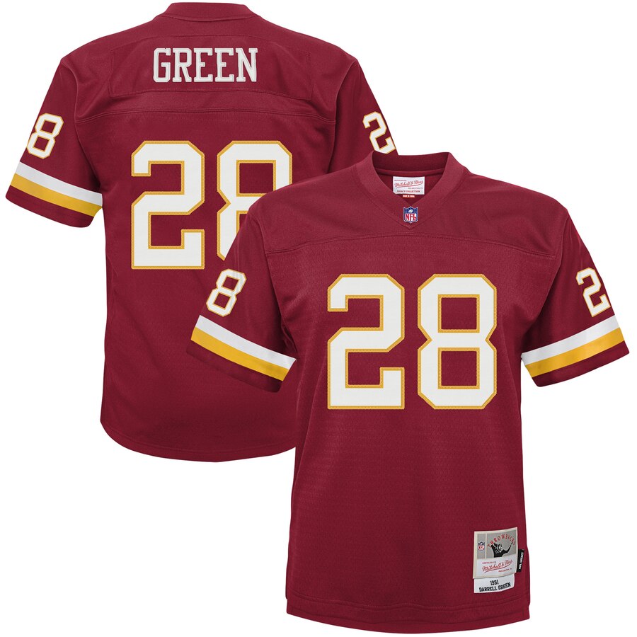 Youth Washington Redskins #28 Darrell Green Mitchell & Ness Burgundy 1991 Legacy Retired Player Jersey