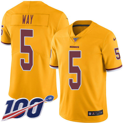 Nike Redskins #5 Tress Way Gold Youth Stitched NFL Limited Rush 100th Season Jersey