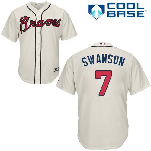 Braves #7 Dansby Swanson Cream Cool Base Stitched Youth MLB Jersey Braves #7 Dansby Swanson Cream Cool Base Stitched Youth MLB Jersey