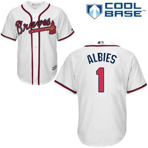 Braves #1 Ozzie Albies White Cool Base Stitched Youth MLB Jersey Braves #1 Ozzie Albies White Cool Base Stitched Youth MLB Jersey