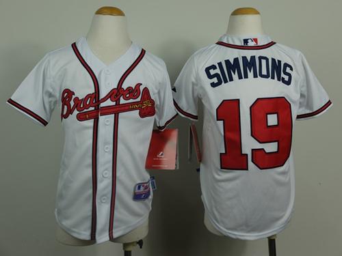 Braves #19 Andrelton Simmons White Cool Base Stitched Youth MLB Jersey Braves #19 Andrelton Simmons White Cool Base Stitched Youth MLB Jersey