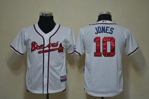 Braves #10 Chipper Jones White Cool Base Stitched Youth MLB Jersey Braves #10 Chipper Jones White Cool Base Stitched Youth MLB Jersey