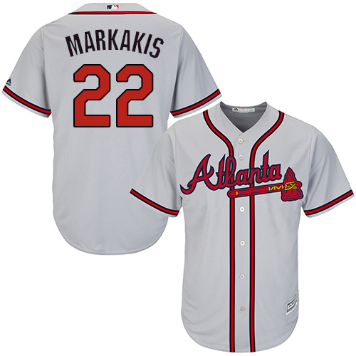 Braves #22 Nick Markakis Grey Cool Base Stitched Youth MLB Jersey Braves #22 Nick Markakis Grey Cool Base Stitched Youth MLB Jersey