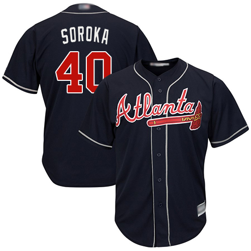Braves #40 Mike Soroka Navy Blue New Cool Base Stitched Youth MLB Jersey Braves #40 Mike Soroka Navy Blue New Cool Base Stitched Youth MLB Jersey