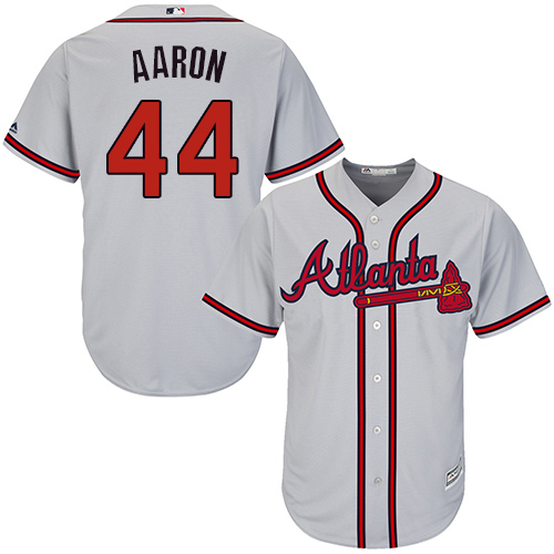 Braves #44 Hank Aaron Grey Cool Base Stitched Youth MLB Jersey Braves #44 Hank Aaron Grey Cool Base Stitched Youth MLB Jersey
