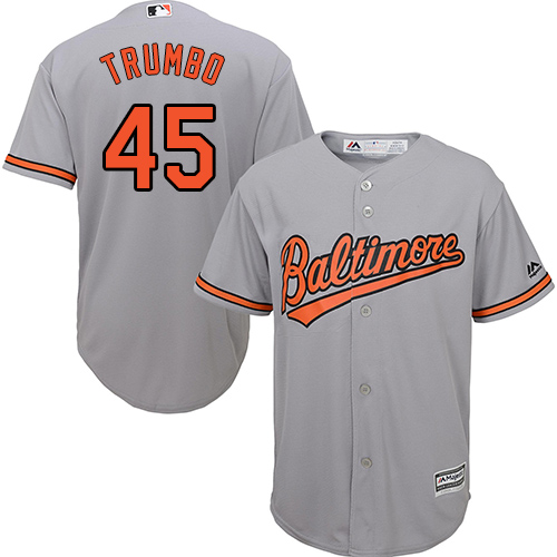 Orioles #45 Mark Trumbo Grey Cool Base Stitched Youth MLB Jersey