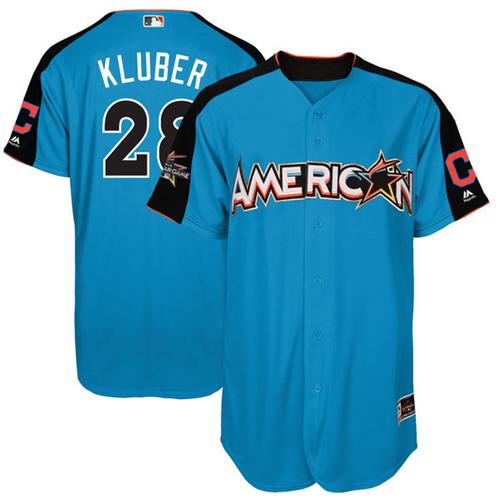 Indians #28 Corey Kluber Blue 2017 All-Star American League Stitched Youth MLB Jersey