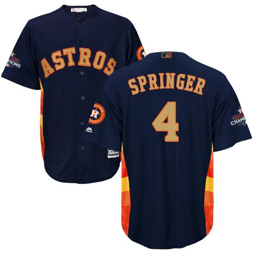 Astros #4 George Springer Navy Blue 2018 Gold Program Cool Base Stitched Youth MLB Jersey Astros #4 George Springer Navy Blue 2018 Gold Program Cool Base Stitched Youth MLB Jersey