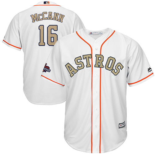 Astros #16 Brian McCann White 2018 Gold Program Cool Base Stitched Youth MLB Jersey Astros #16 Brian McCann White 2018 Gold Program Cool Base Stitched Youth MLB Jersey