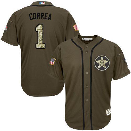 Astros #1 Carlos Correa Green Salute to Service Stitched Youth MLB Jersey Astros #1 Carlos Correa Green Salute to Service Stitched Youth MLB Jersey