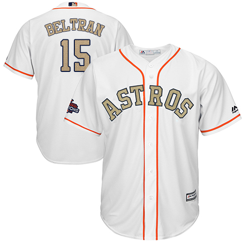 Astros #15 Carlos Beltran White 2018 Gold Program Cool Base Stitched Youth MLB Jersey Astros #15 Carlos Beltran White 2018 Gold Program Cool Base Stitched Youth MLB Jersey