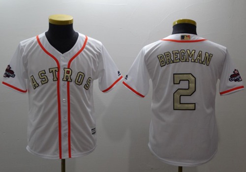Astros #2 Alex Bregman White 2017 World Series Champions Gold Program Cool Base Stitched Youth MLB Jersey Astros #2 Alex Bregman White 2017 World Series Champions Gold Program Cool Base Stitched Youth MLB Jersey