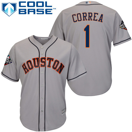 Astros #1 Carlos Correa Grey Cool Base 2019 World Series Bound Stitched Youth MLB Jersey Astros #1 Carlos Correa Grey Cool Base 2019 World Series Bound Stitched Youth MLB Jersey