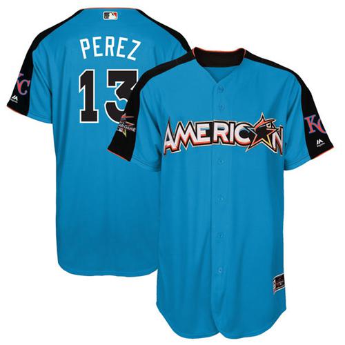 Royals #13 Salvador Perez Blue 2017 All-Star American League Stitched Youth MLB Jersey