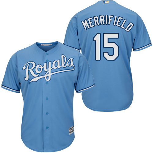 Royals #15 Whit Merrifield Light Blue Cool Base Stitched Youth MLB Jersey