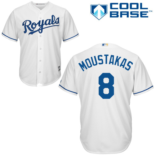 Royals #8 Mike Moustakas White Cool Base Stitched Youth MLB Jersey Royals #8 Mike Moustakas White Cool Base Stitched Youth MLB Jersey