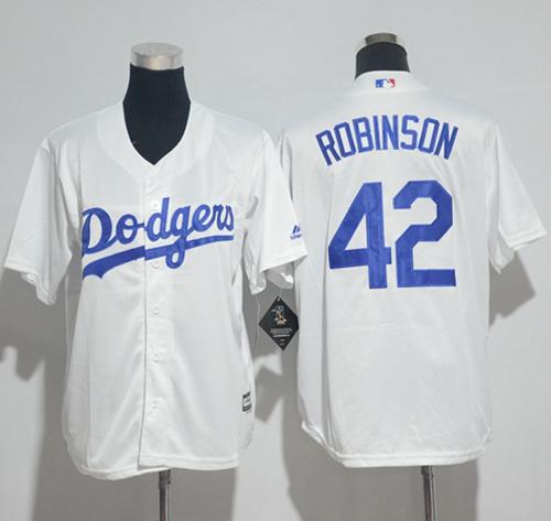 Dodgers #42 Jackie Robinson White Cool Base Stitched Youth MLB Jersey Dodgers #42 Jackie Robinson White Cool Base Stitched Youth MLB Jersey