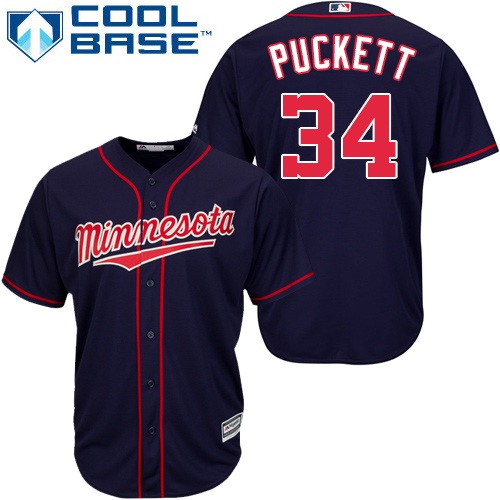 Twins #34 Kirby Puckett Navy blue Cool Base Stitched Youth MLB Jersey