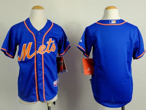 Mets Blank Blue Alternate Home Cool Base Stitched Youth MLB Jersey