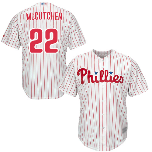 Phillies #22 Andrew McCutchen White(Red Strip) Cool Base Stitched Youth MLB Jersey