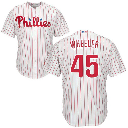 Phillies #45 Zack Wheeler White(Red Strip) Cool Base Stitched Youth MLB Jersey