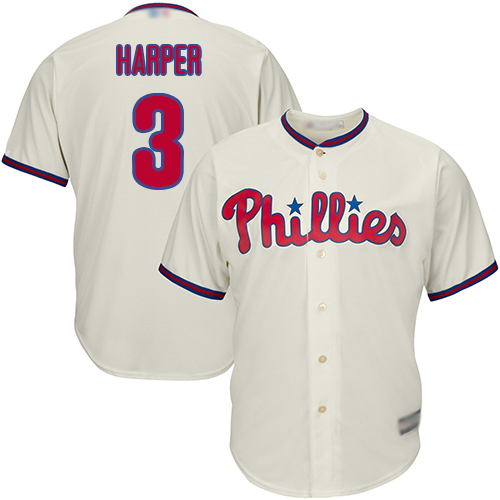 Phillies #3 Bryce Harper Cream Cool Base Stitched Youth MLB Jersey