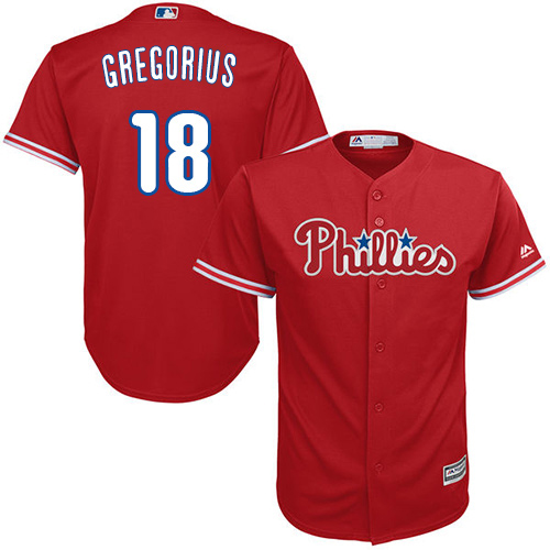 Phillies #18 Didi Gregorius Red Cool Base Stitched Youth MLB Jersey