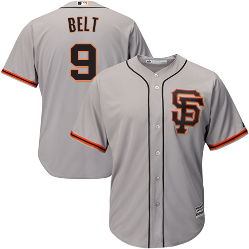 Giants #9 Brandon Belt Grey Road 2 Cool Base Stitched Youth MLB Jersey