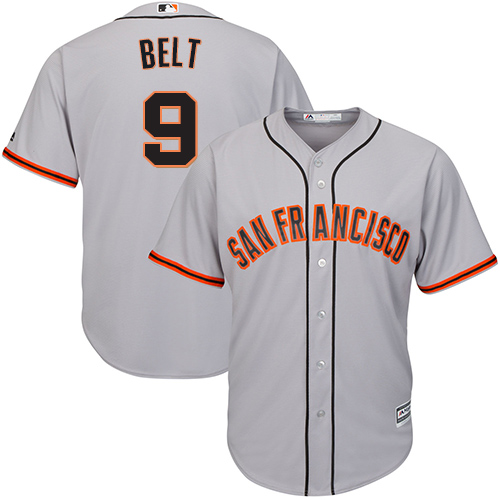 Giants #9 Brandon Belt Grey Road Cool Base Stitched Youth MLB Jersey