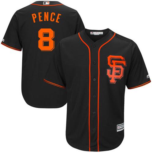 Giants #8 Hunter Pence Black Alternate Stitched Youth MLB Jersey