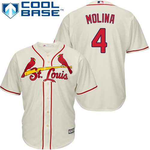 Cardinals #4 Yadier Molina Cream Cool Base Stitched Youth MLB Jersey