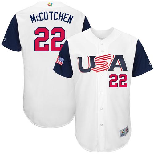 Team USA #22 Andrew McCutchen White 2017 World MLB Classic Authentic Stitched Youth MLB Jersey