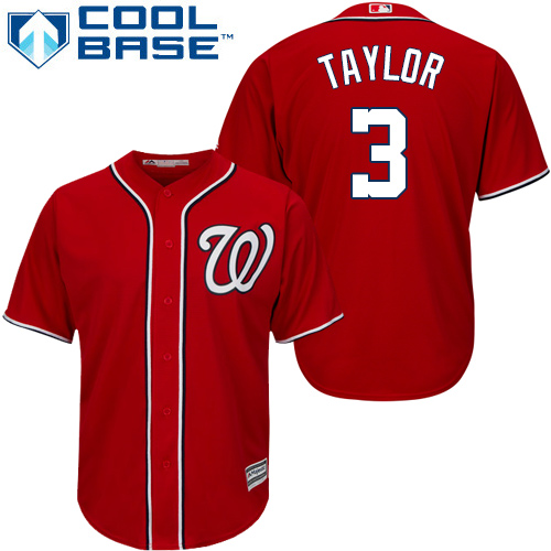 Nationals #3 Michael Taylor Red Cool Base Stitched Youth MLB Jersey Nationals #3 Michael Taylor Red Cool Base Stitched Youth MLB Jersey