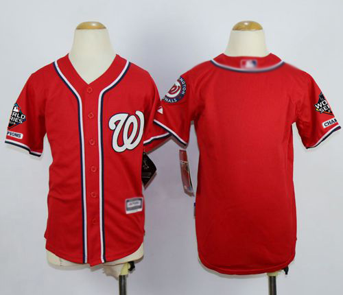 Nationals Blank Red Cool Base 2019 World Series Champions Stitched Youth MLB Jersey