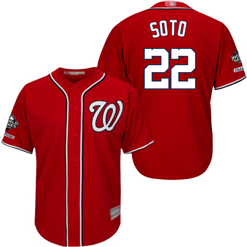 Nationals #22 Juan Soto Red Cool Base 2019 World Series Champions Stitched Youth MLB Jersey