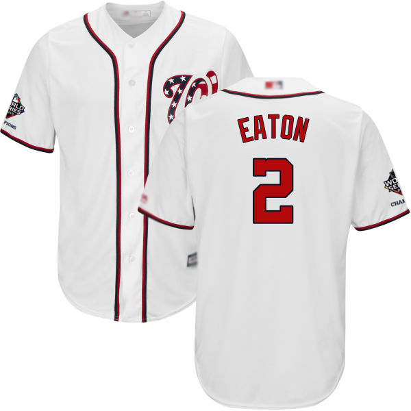 Nationals #2 Adam Eaton White Cool Base 2019 World Series Champions Stitched Youth MLB Jersey