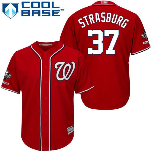 Nationals #37 Stephen Strasburg Red Cool Base 2019 World Series Champions Stitched Youth MLB Jersey Nationals #37 Stephen Strasburg Red Cool Base 2019 World Series Champions Stitched Youth MLB Jersey